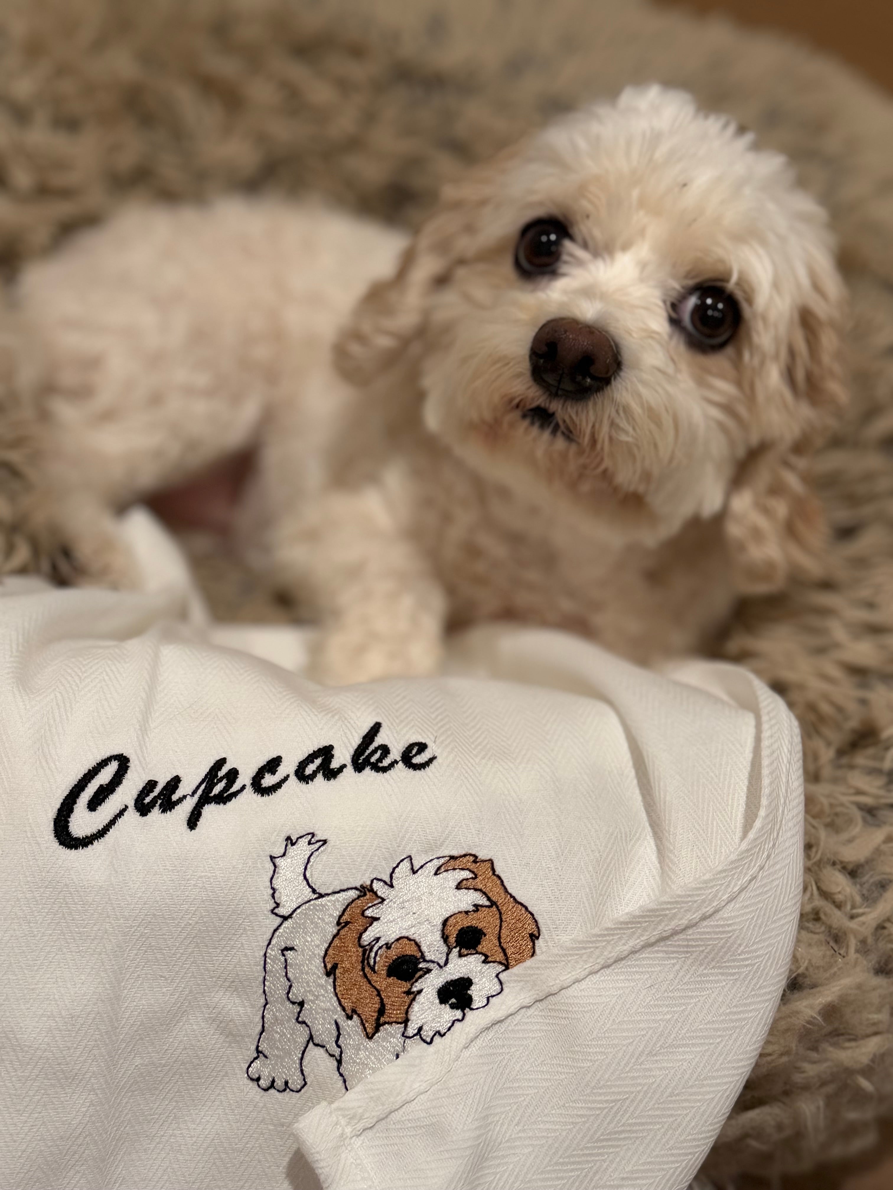 Dog Lover Embroidered Kitchen Towel | Waffle Weave Tea Towel