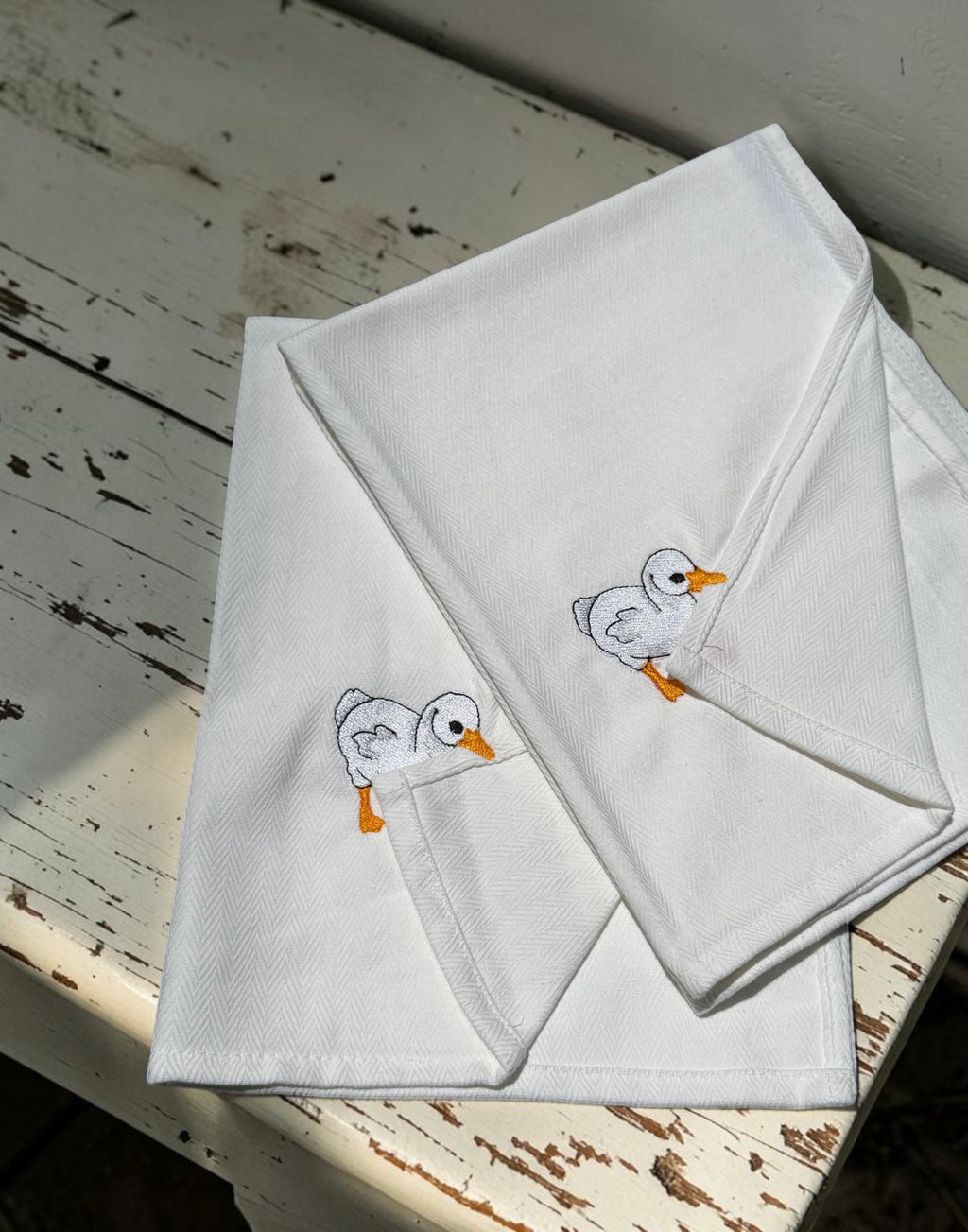 Embroidered Peek-A-Boo Animal Dish Towels – Farmhouse Kitchen Towels – Pig, Duck, Bunny, Butterfly & Crab Designs