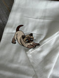 Embroidered Cat Waffle Kitchen Towel