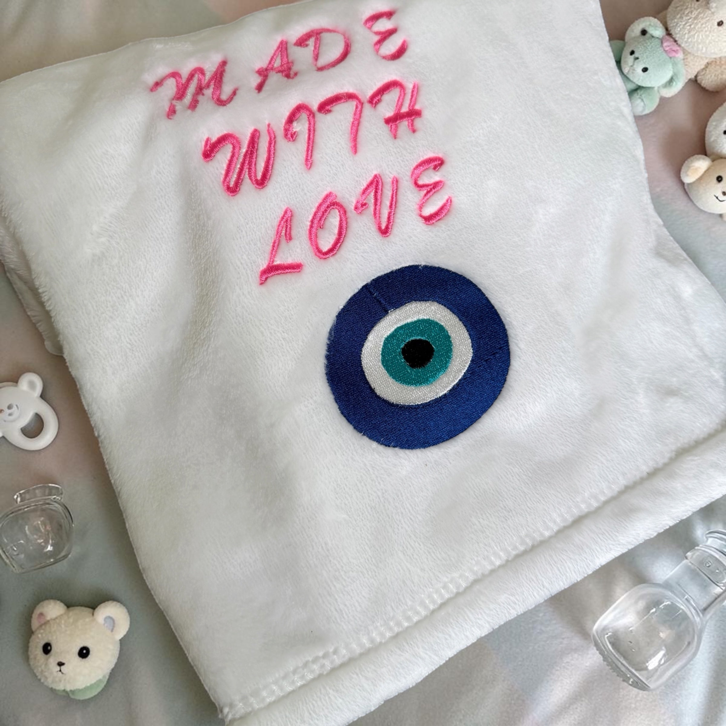 Personalized Mink-Touch Luxury Baby Blanket with Embroidery