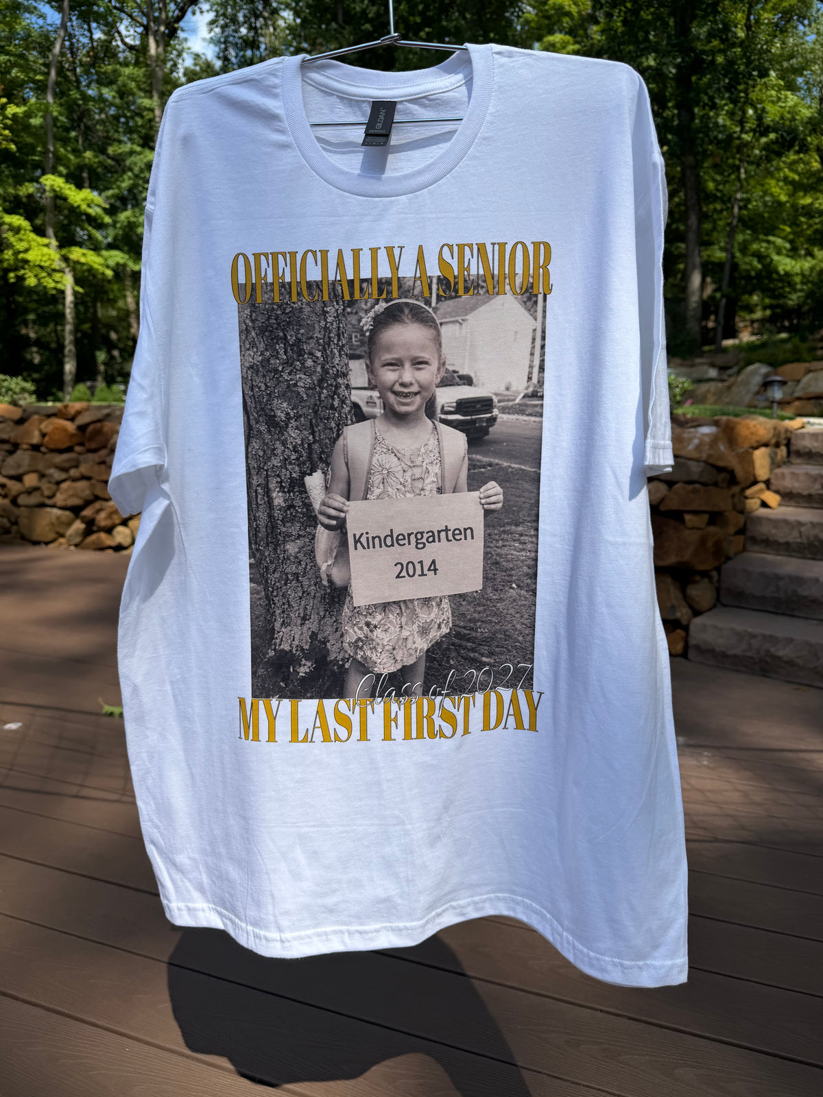 Custom Senior Last First Day Photo T-Shirt | Class of 2027