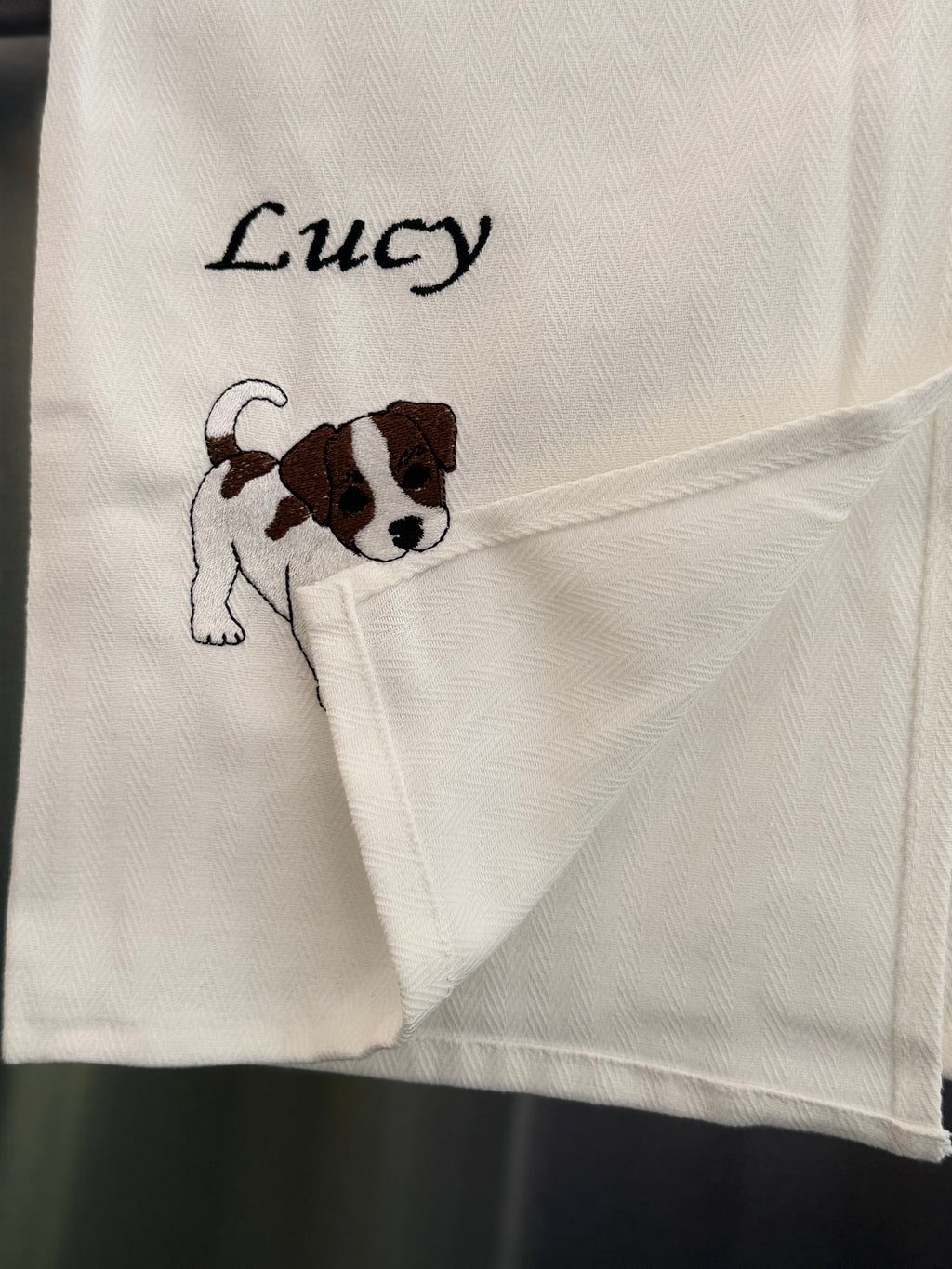 Dog Lover Embroidered Kitchen Towel | Waffle Weave Tea Towel