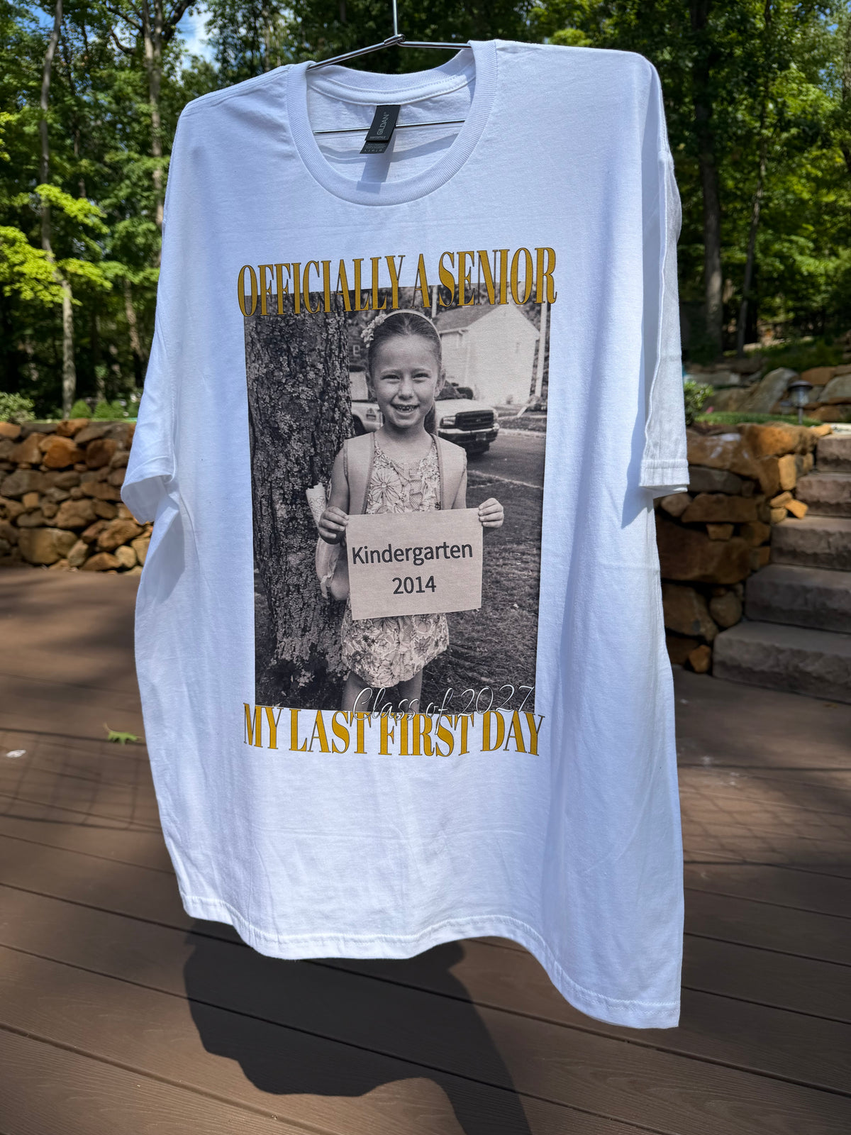 Custom Senior Last First Day Photo T-Shirt | Class of 2027