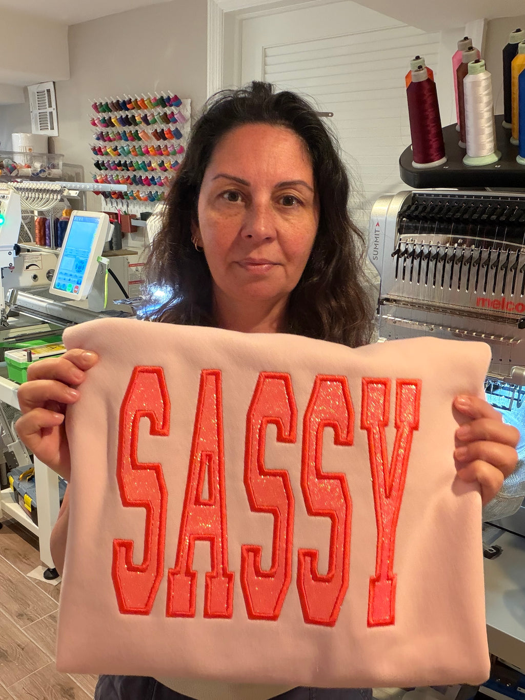Sassy Personalized Appliqué Sweatshirt – Custom Embroidered Crewneck