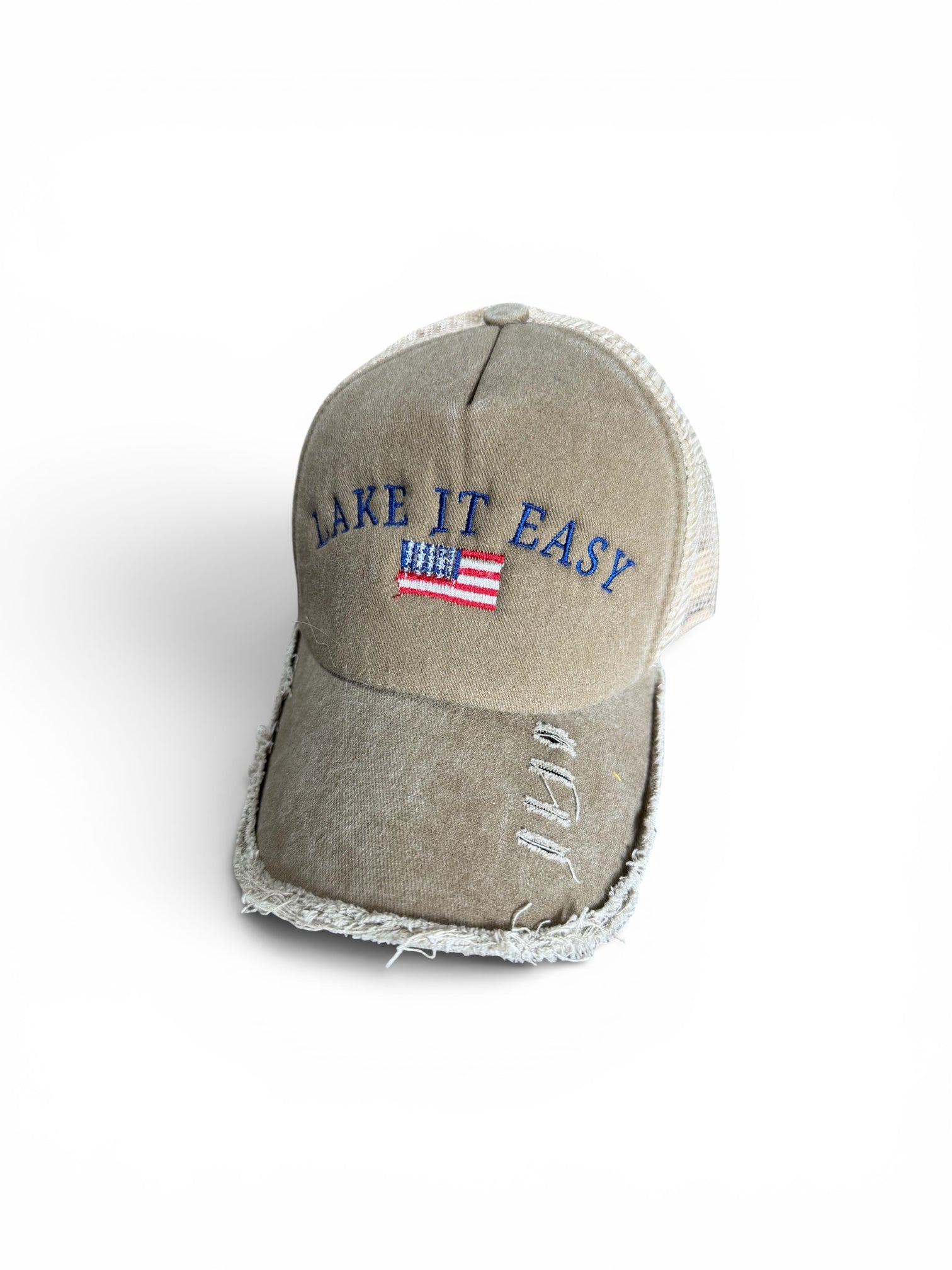 The Mama Club Embroidered Distressed Trucker Hat | Personalized Mesh Snapback Cap