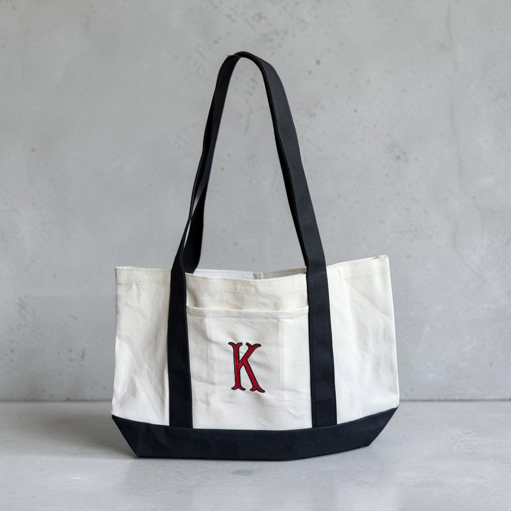 Personalized Canvas Tote Bag – Custom Embroidered Initial Tote
