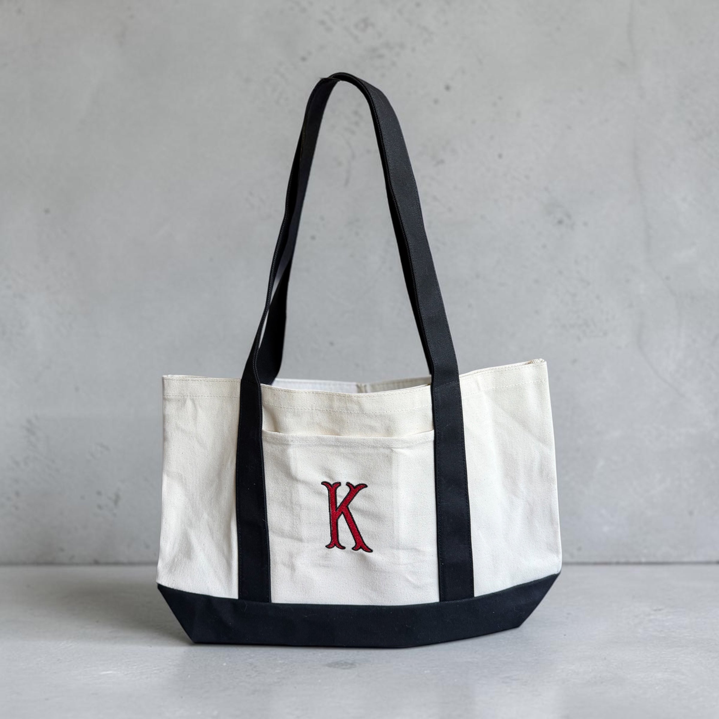 Personalized Canvas Tote Bag – Custom Embroidered Initial Tote