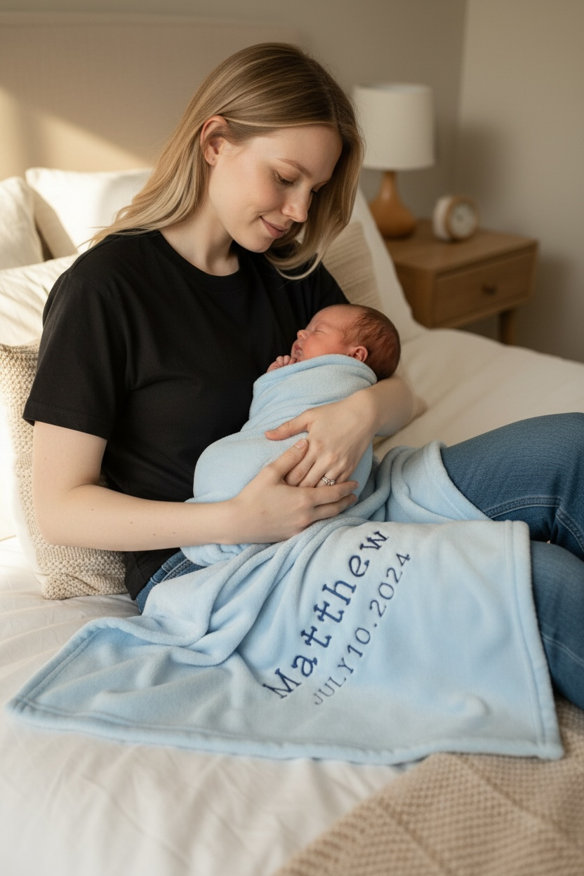 “Personalized Mink-Touch Luxury Baby Blanket with Embroidery”