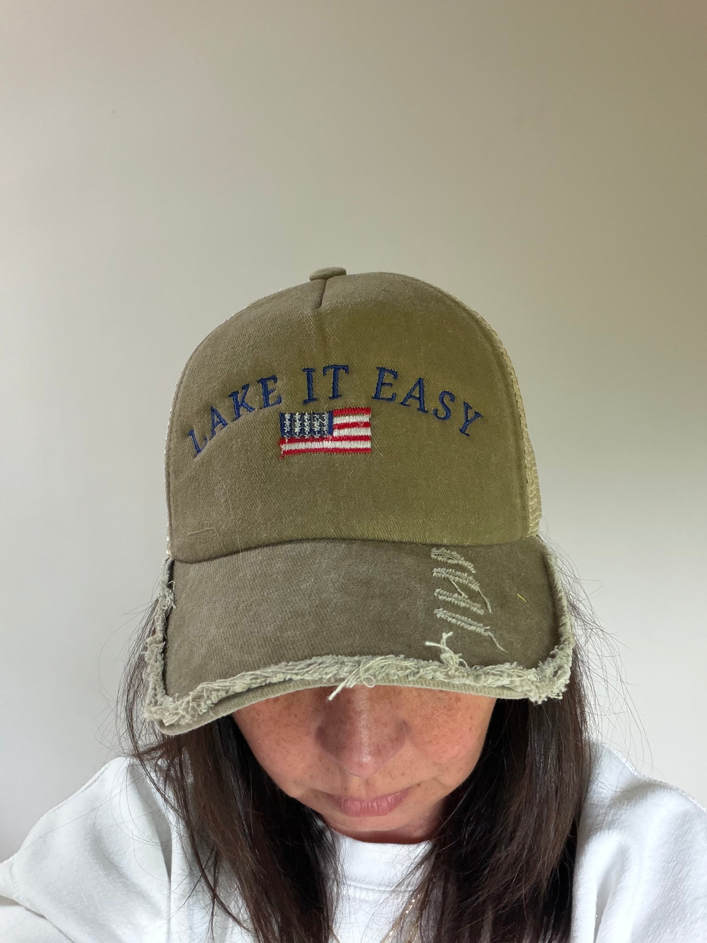 The Mama Club Embroidered Distressed Trucker Hat | Personalized Mesh Snapback Cap