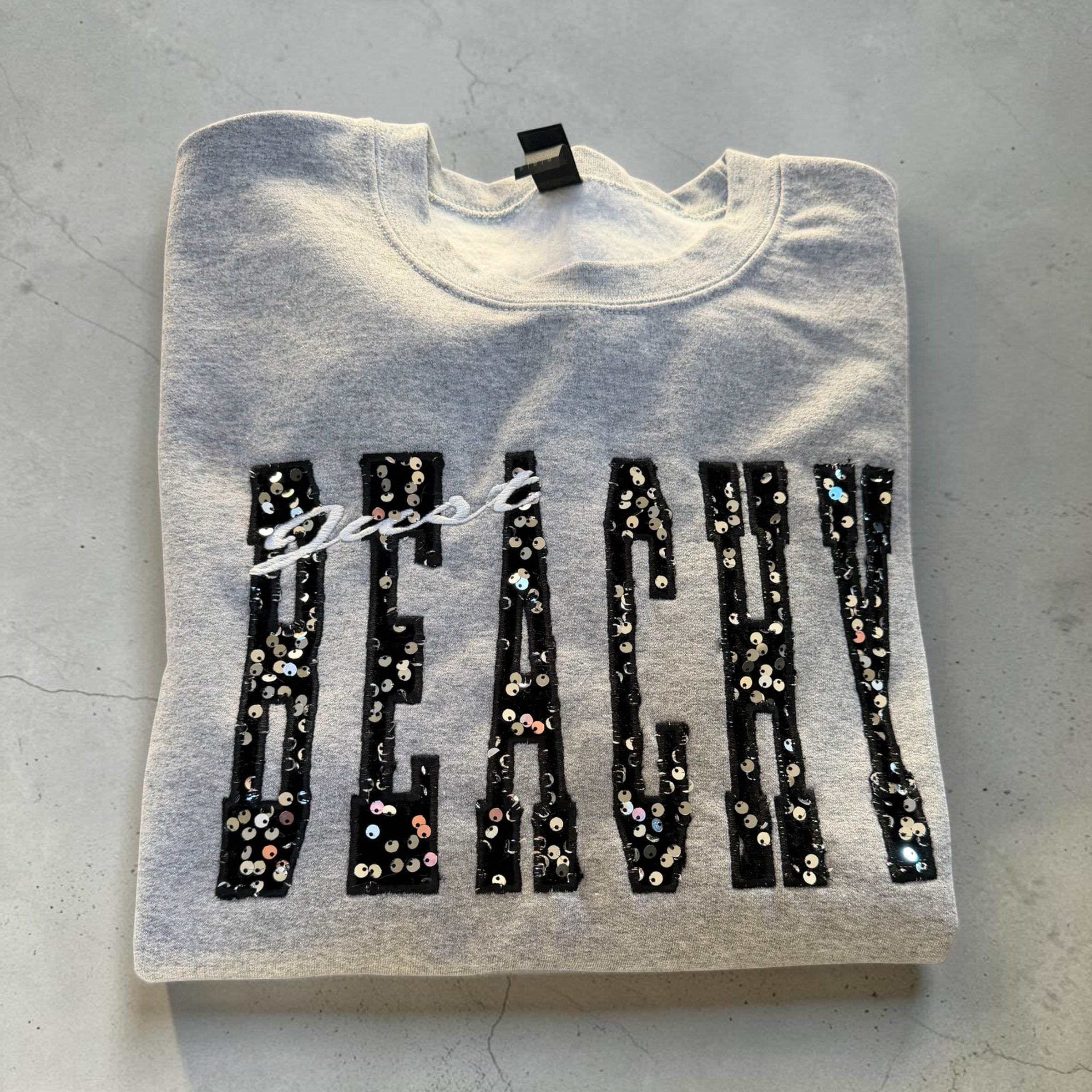 Beachy Personalized Appliqué Sweatshirt – Custom Embroidered Crewneck