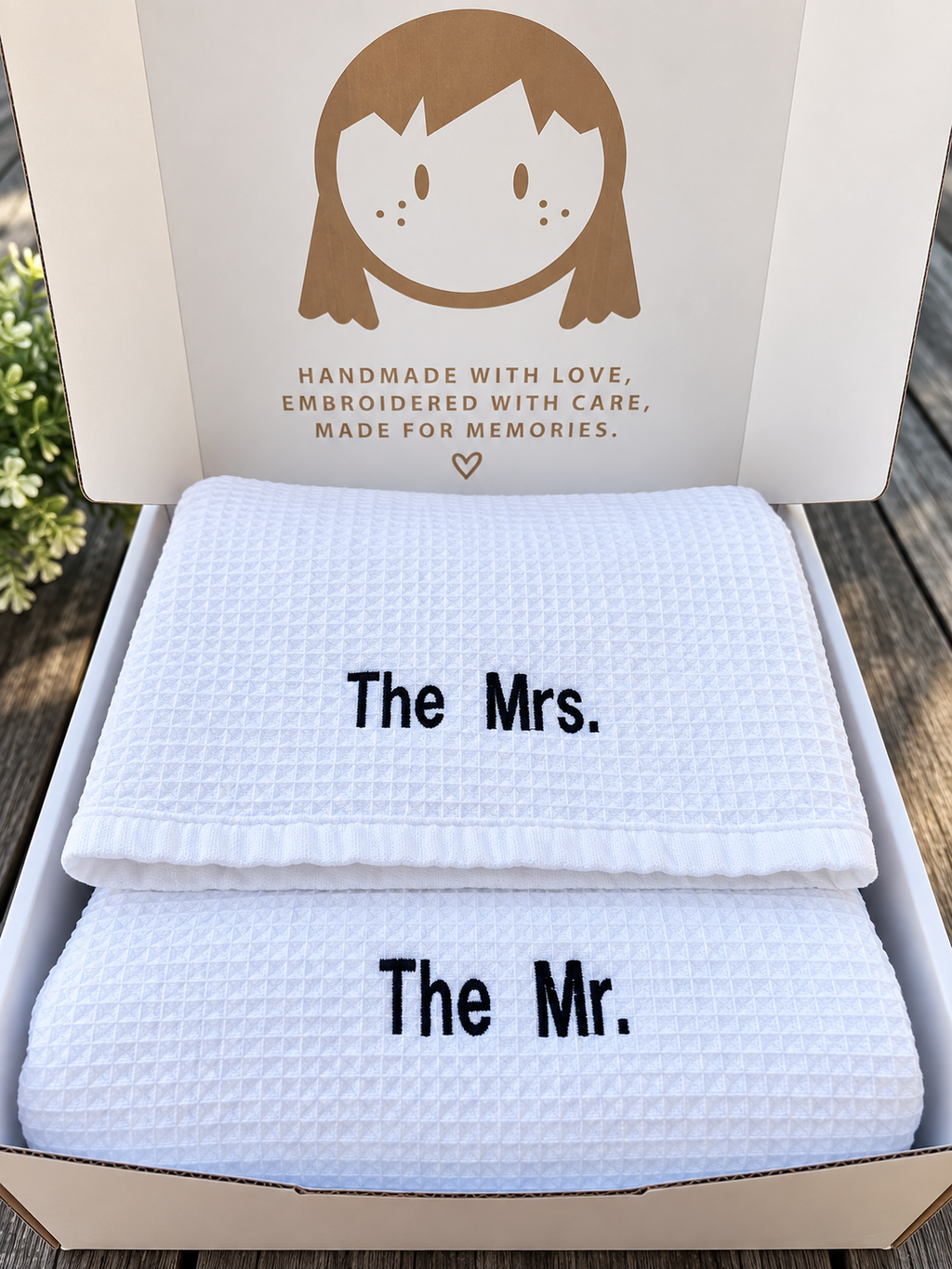 The Mrs. & The Mr. Embroidered Bath Towel Set | Newlywed Wedding Gift