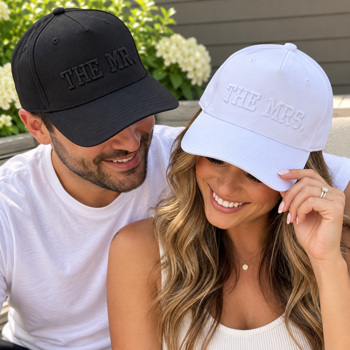 The Mr. & The Mrs. Embroidered Wedding Hats | Bride & Groom Matching Caps