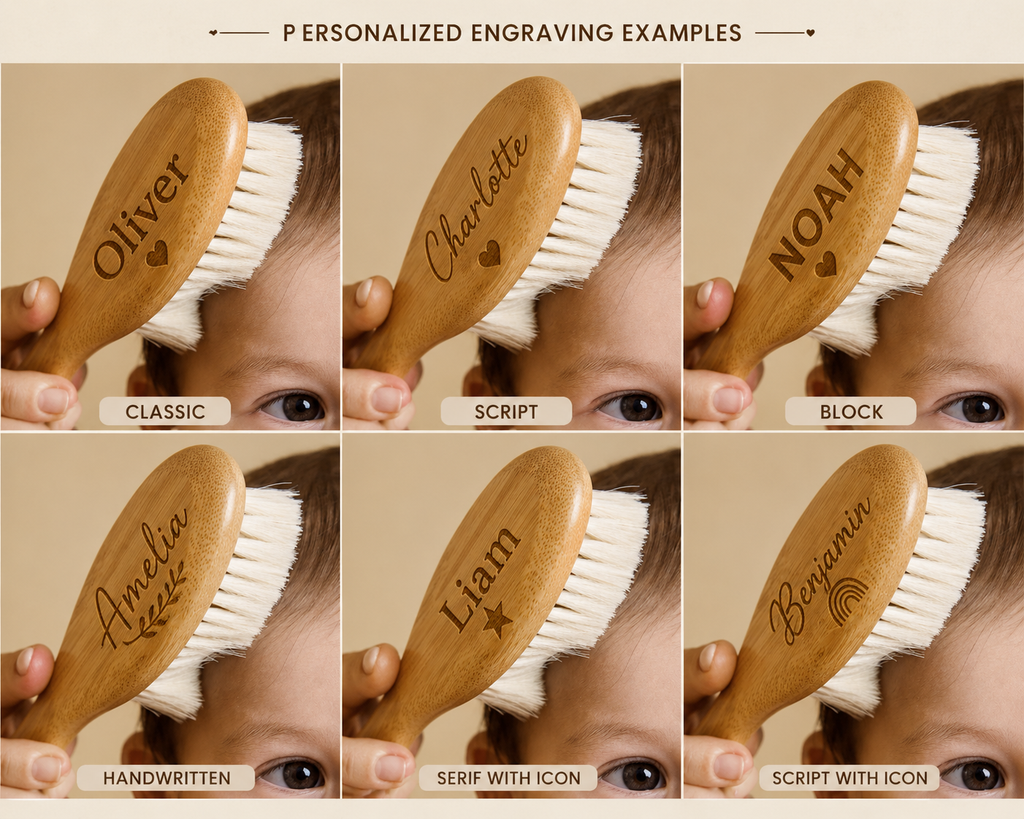 Personalized Baby Hair Brush | Custom Engraved Wooden Baby Brush | Newborn Gift | Baby Shower Keepsake