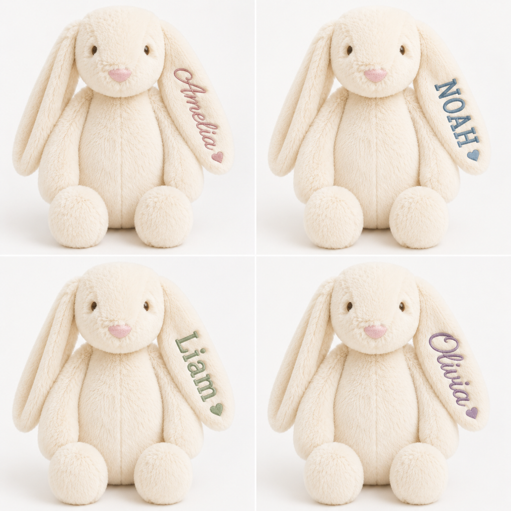 Personalized Bunny Plush | Custom Embroidered Name Bunny | Baby Shower Gift | Newborn Keepsake | Easter Bunny