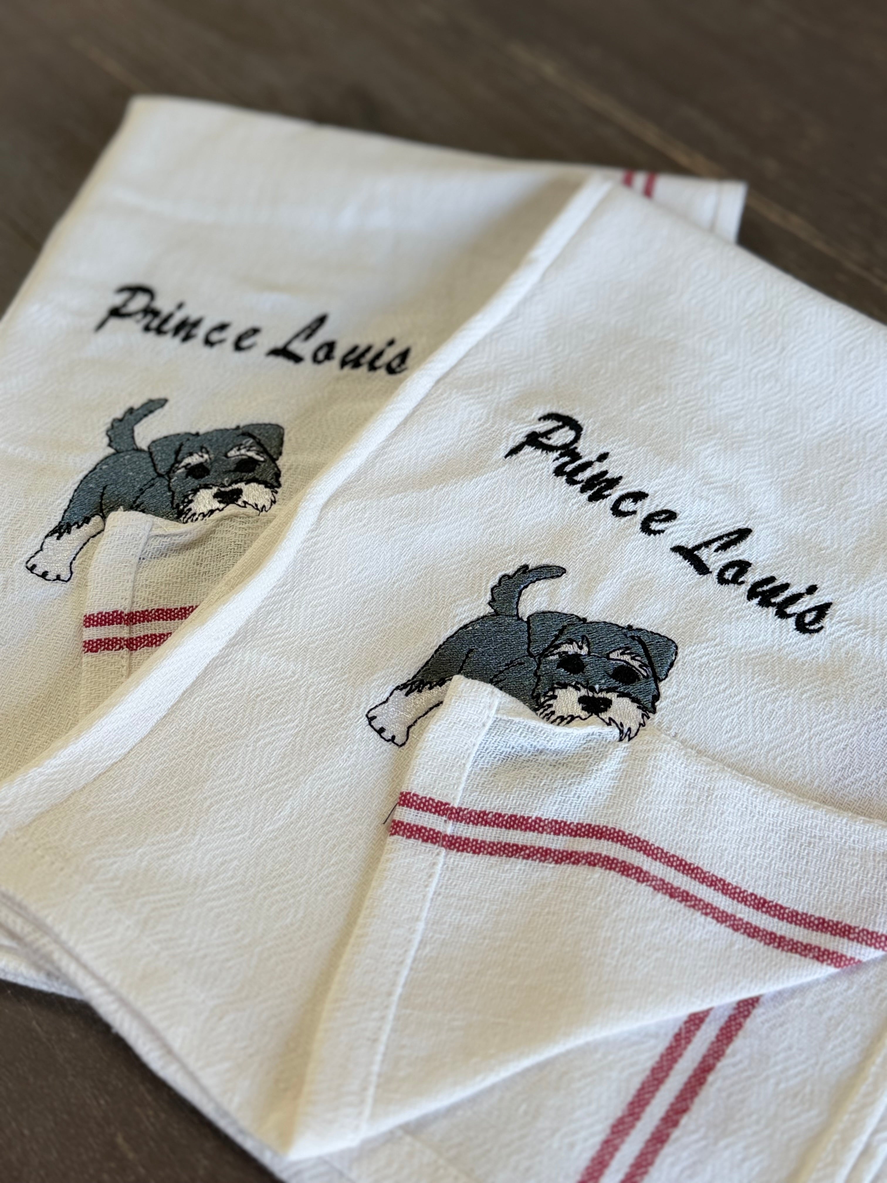 Dog Lover Embroidered Kitchen Towel | Waffle Weave Tea Towel