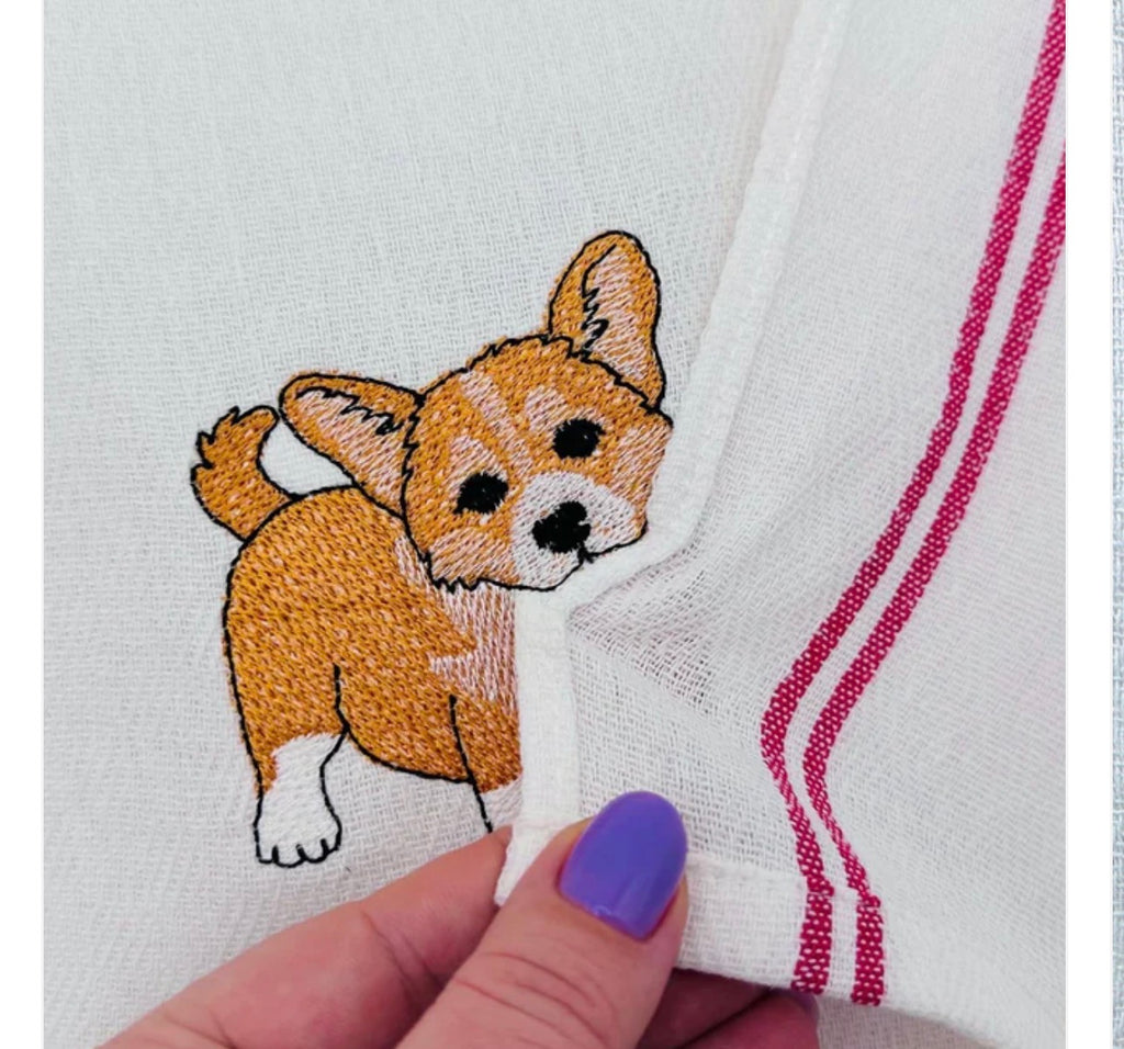Dog Lover Embroidered Kitchen Towel | Waffle Weave Tea Towel
