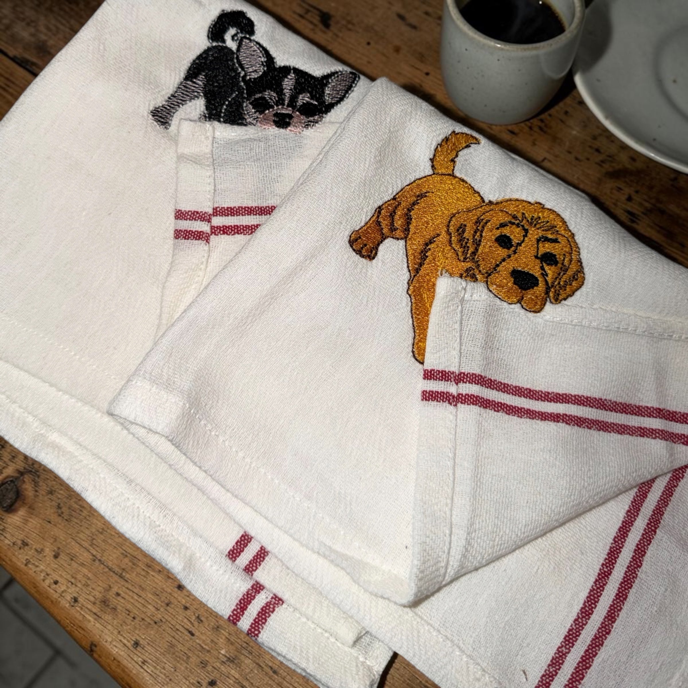 Dog Lover Embroidered Kitchen Towel | Waffle Weave Tea Towel