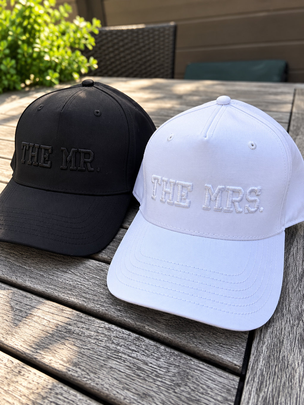 The Mr. & The Mrs. Embroidered Wedding Hats | Bride & Groom Matching Caps