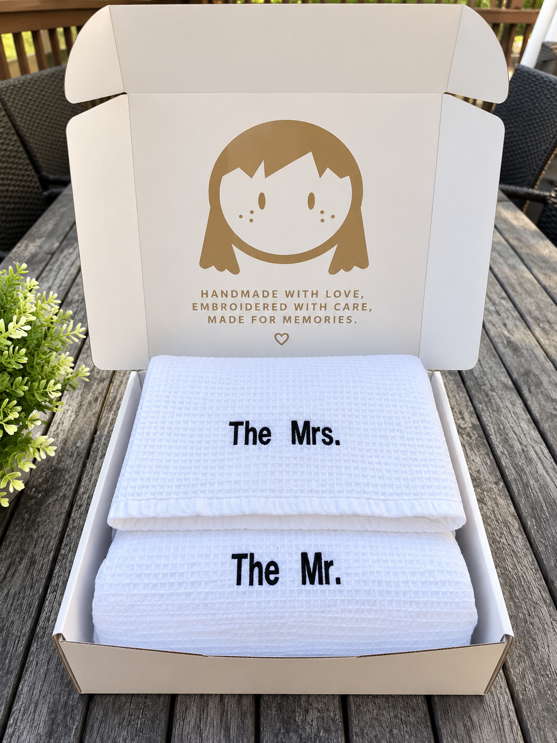 The Mrs. & The Mr. Embroidered Bath Towel Set | Newlywed Wedding Gift