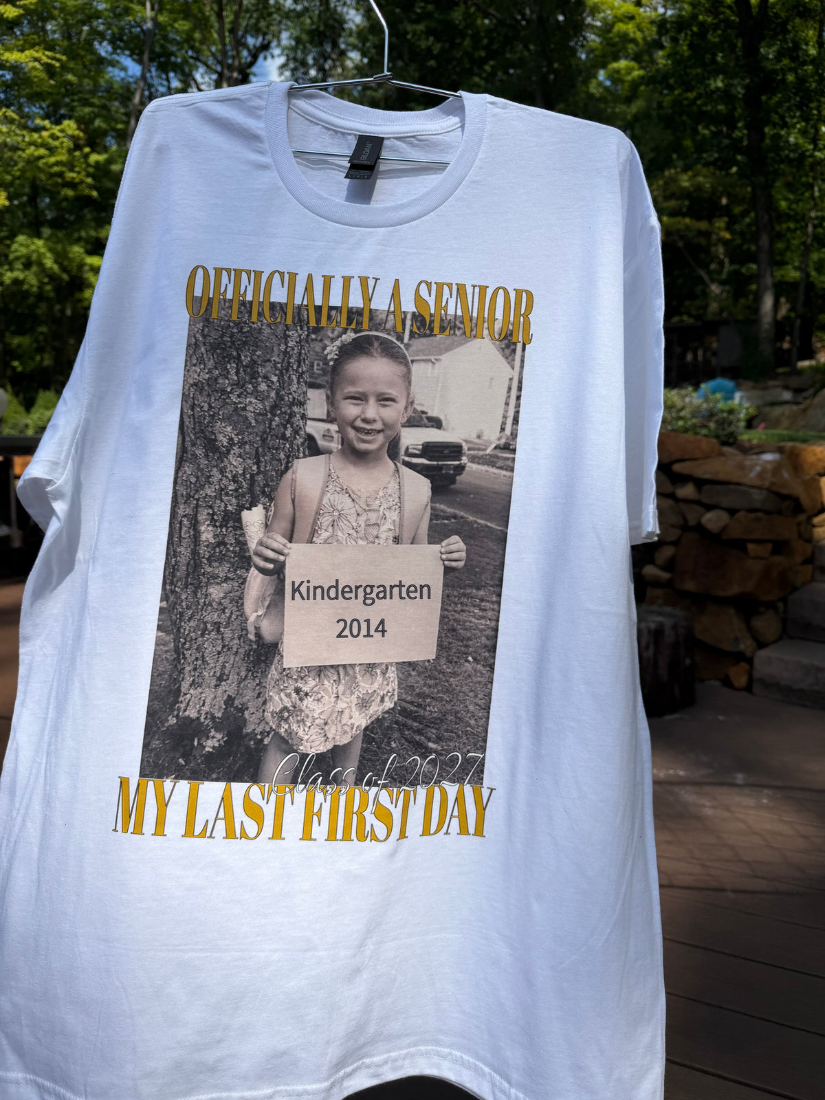 Custom Senior Last First Day Photo T-Shirt | Class of 2027