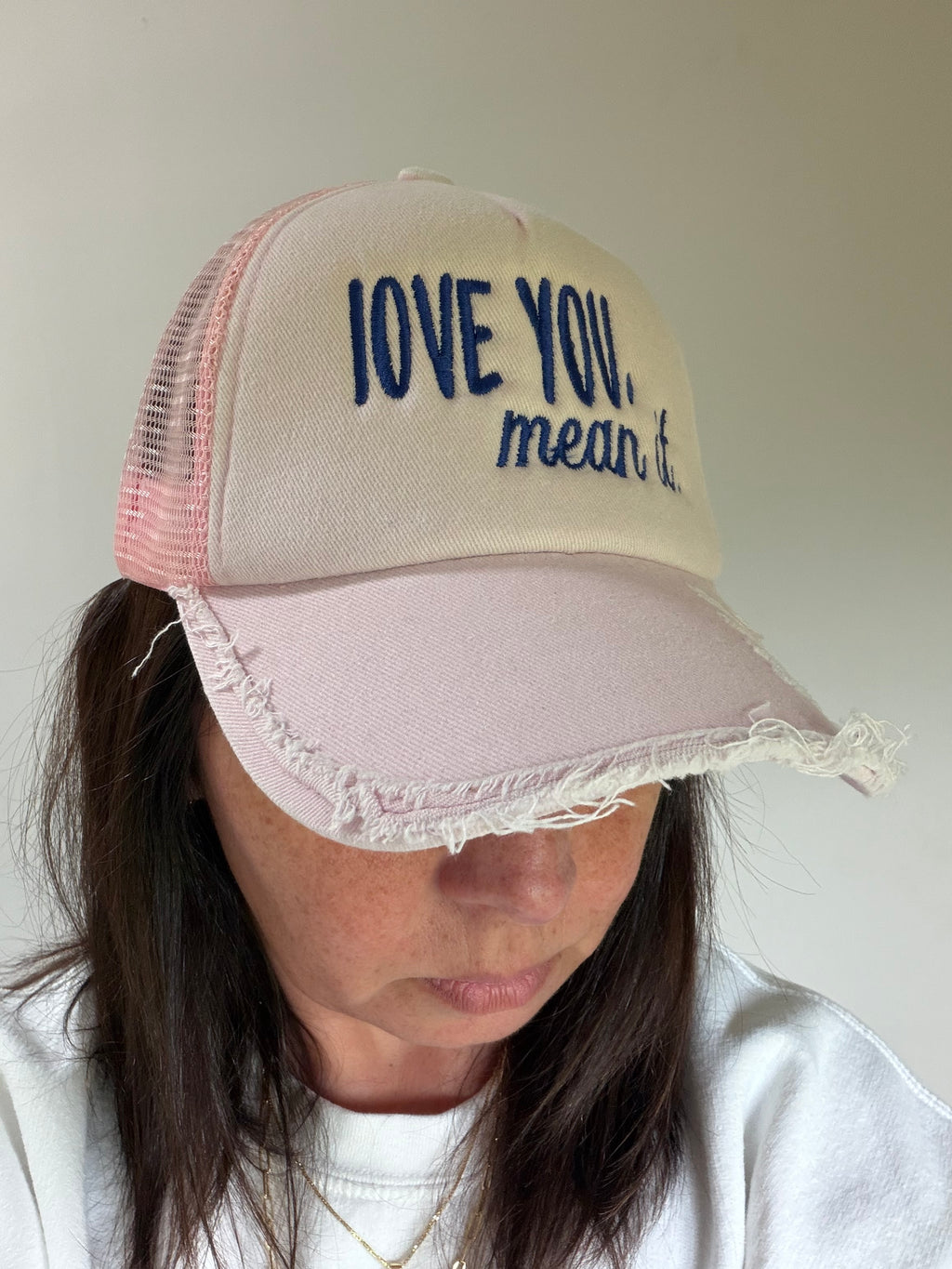 The Mama Club Embroidered Distressed Trucker Hat | Personalized Mesh Snapback Cap
