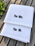 The Mrs. & The Mr. Embroidered Bath Towel Set | Newlywed Wedding Gift