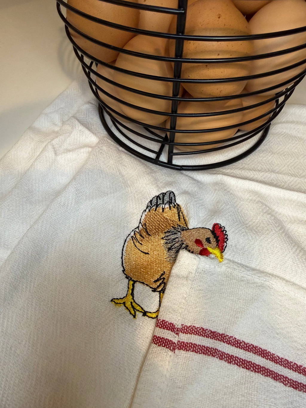 Embroidered Peek-A-Boo Animal Dish Towels – Farmhouse Kitchen Towels – Pig, Duck, Bunny, Butterfly & Crab Designs