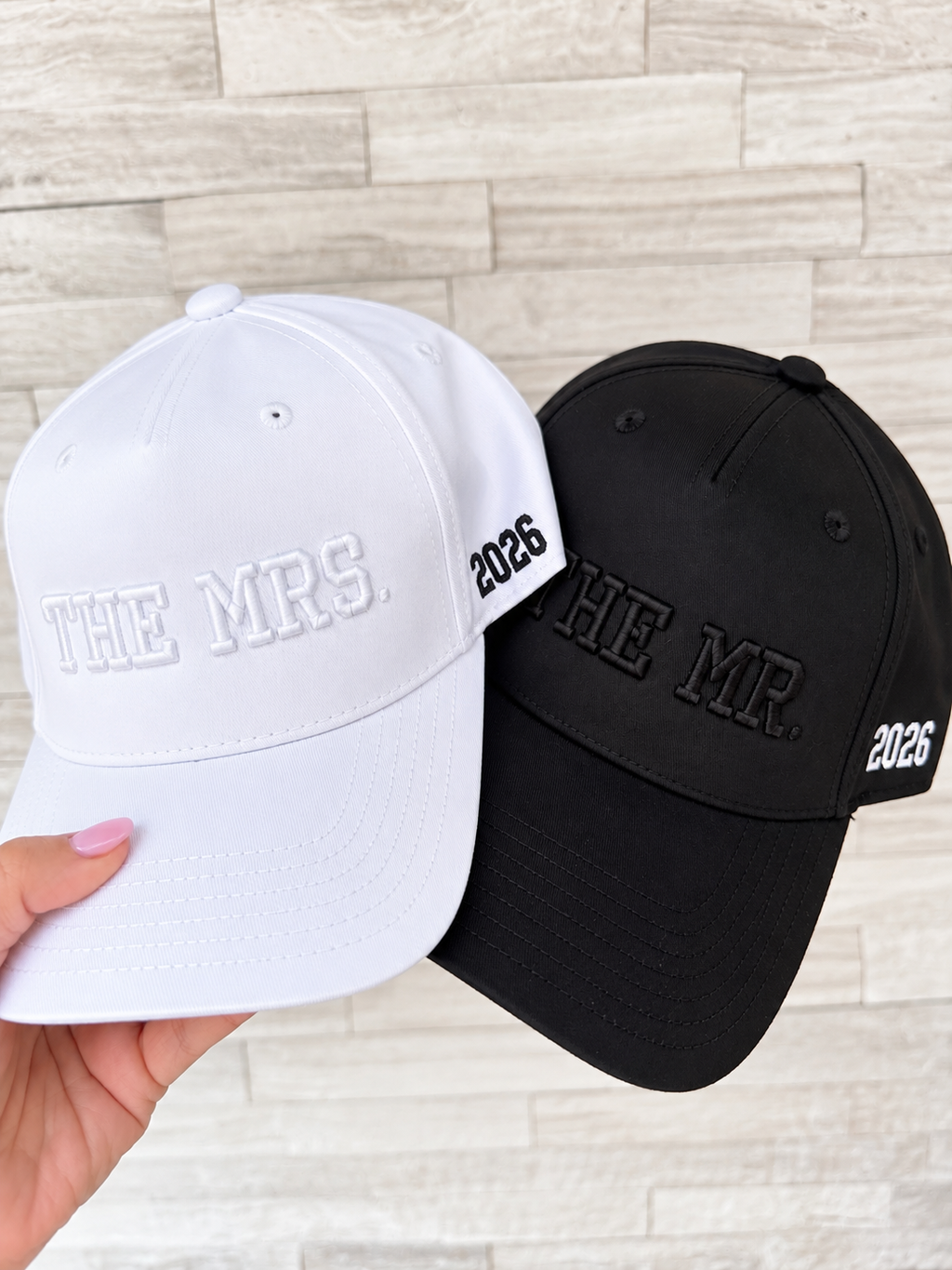 The Mr. & The Mrs. Embroidered Wedding Hats | Bride & Groom Matching Caps