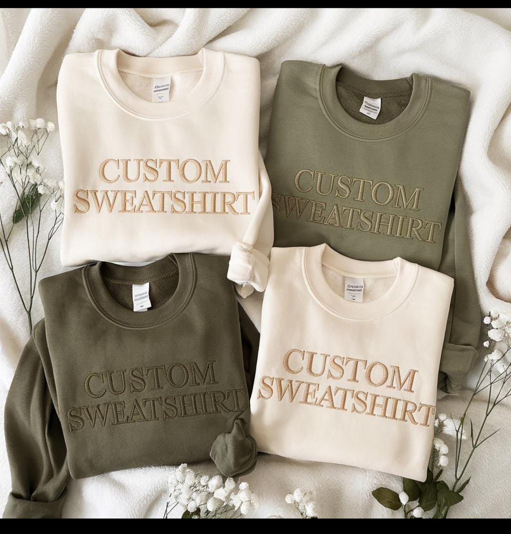 Custom Embroidery Crewneck Sweatshirt, Personalized  Unisex Sweatshirt – Made to Order