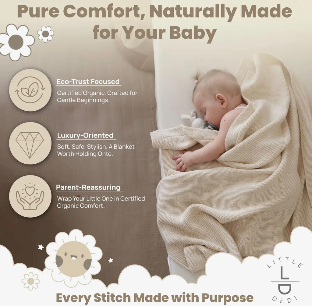 Organic Cotton Knit Baby Blanket Gift Set