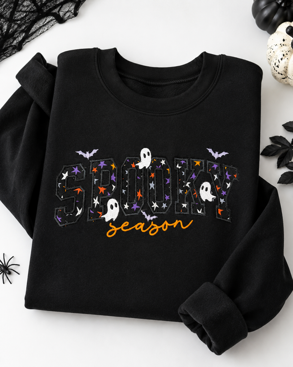 Glow-in-the-Dark Halloween Embroidered Sweatshirt
